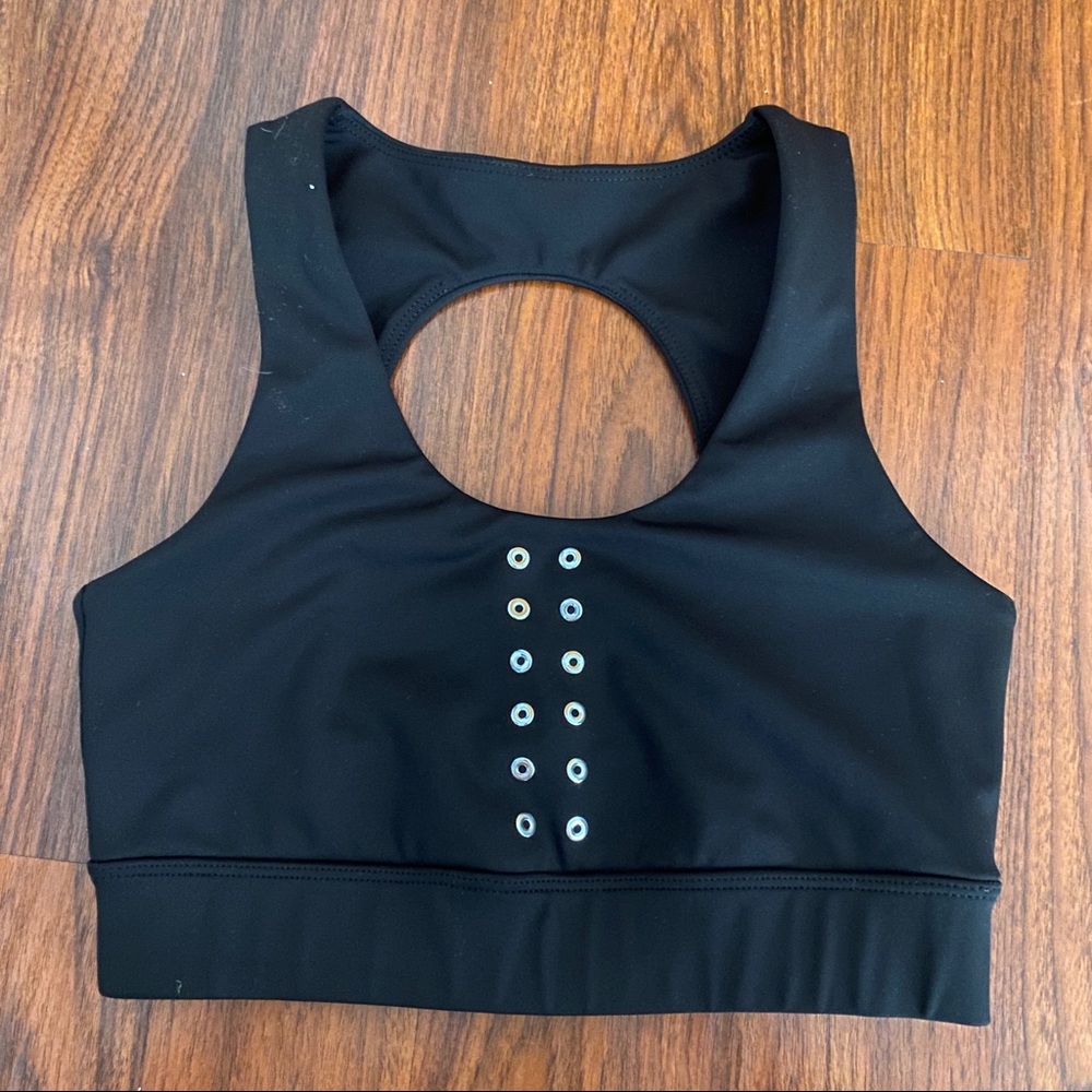 Black SoulCycle Sports Bra with Studs